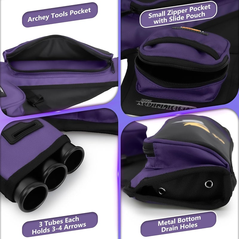 Sunya Archery Hip Quiver for Arrows. Includes 3 Tubes Arrow Holder, Accessories Pockets and Waist Belt. Fit for Compound and Recurve Bow Practice. - Image 4